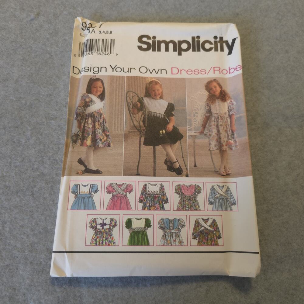 Vintage Simplicity 9297 Girls‎ Dress Pattern Sz 3-6 Uncut Design Your Own